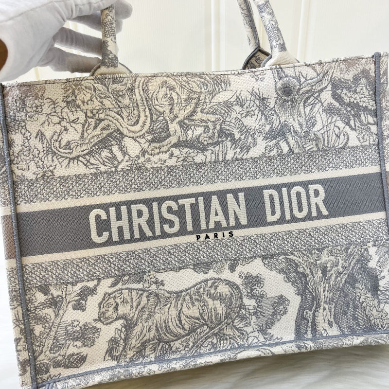 Dior Medium Book Tote in Grey Toile De Jouy Canvas