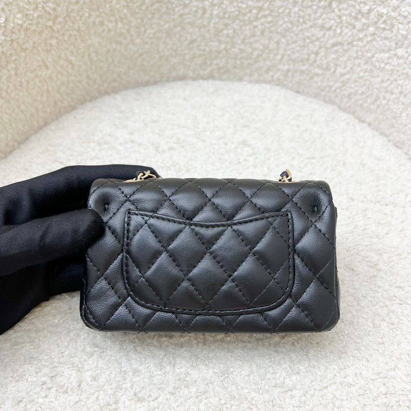 Chanel Classic Mini Bag with Hook Bag Charm with Pearls and Crystals in Black Lambskin and LGHW (Model: AP4760)