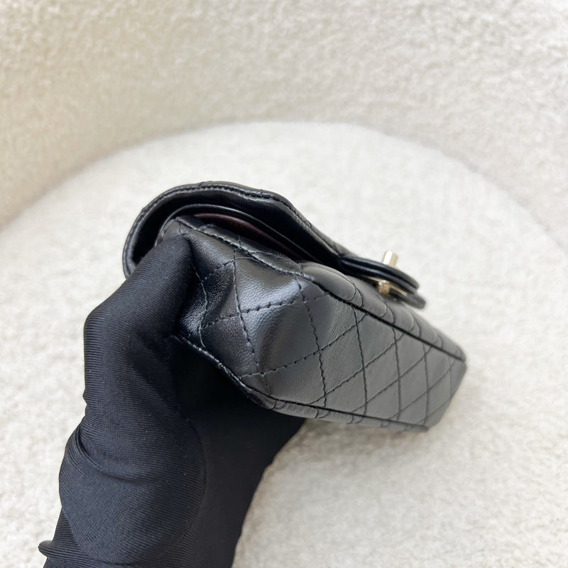 Chanel Classic Mini Bag with Hook Bag Charm with Pearls and Crystals in Black Lambskin and LGHW (Model: AP4760)