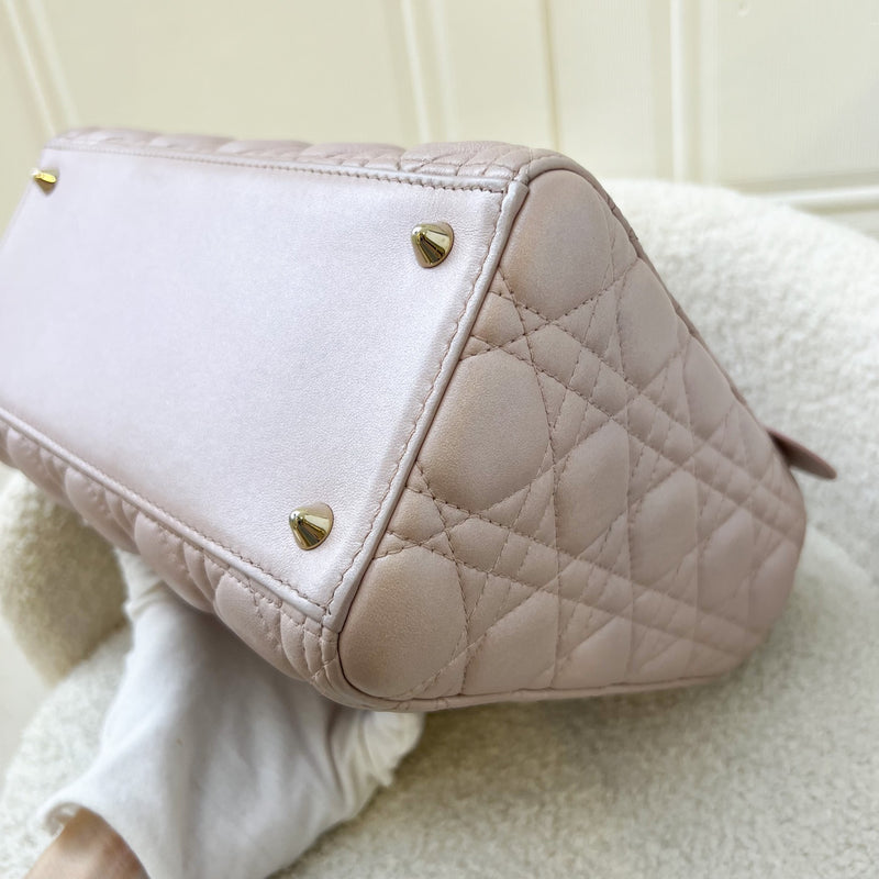 Dior Medium Lady Dior in Lotus Pearly Pink Lambskin LGHW