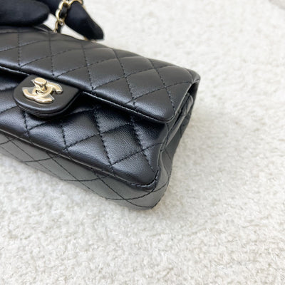 Chanel Classic Mini Bag with Hook Bag Charm with Pearls and Crystals in Black Lambskin and LGHW (Model: AP4760)