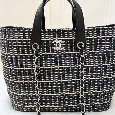 Chanel Seasonal Tote Bag in Black and Ivory Jute and Black Leather with SHW