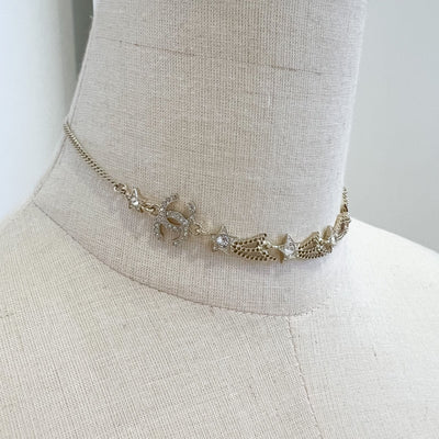 Chanel 25B Shooting Stars Necklace with Diamantés in Light Gold HW (Model: ABG338)