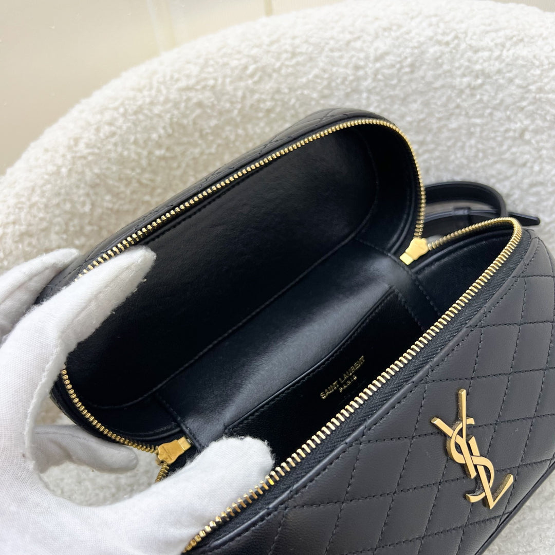 Saint Laurent YSL Gaby Vanity (LP Style) Bag in Black Lambskin and