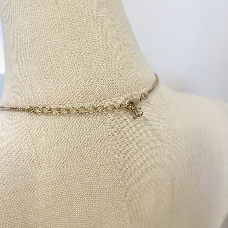 Chanel 25B Shooting Stars Necklace with Diamantés in Light Gold HW (Model: ABG338)