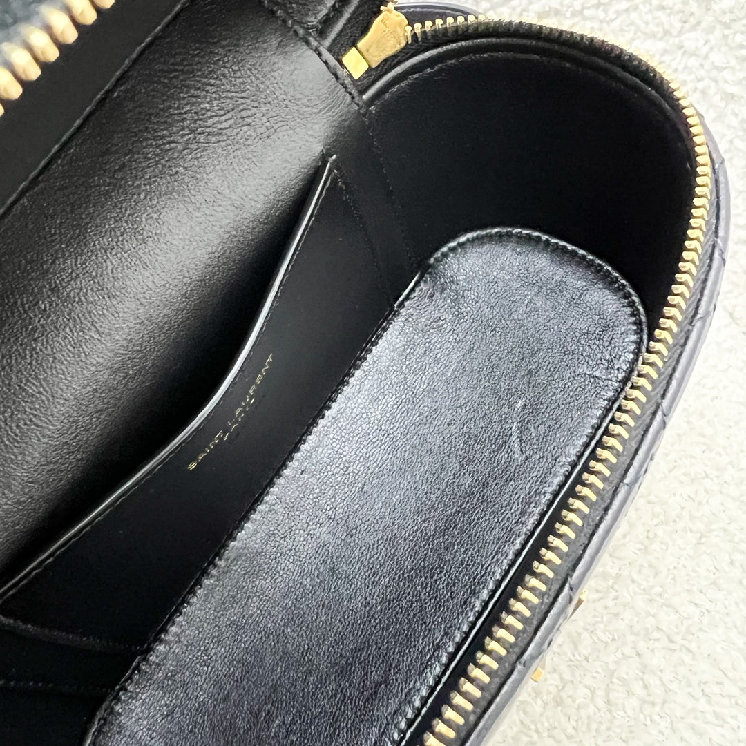 Saint Laurent YSL Gaby Vanity (LP Style) Bag in Black Lambskin and