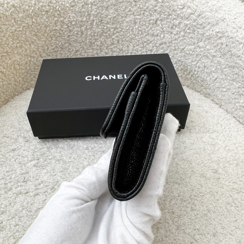 Chanel 24K Snap Card Holder in Black Caviar LGHW (Model: AP4254)