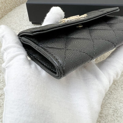 Chanel 24K Snap Card Holder in Black Caviar LGHW (Model: AP4254)