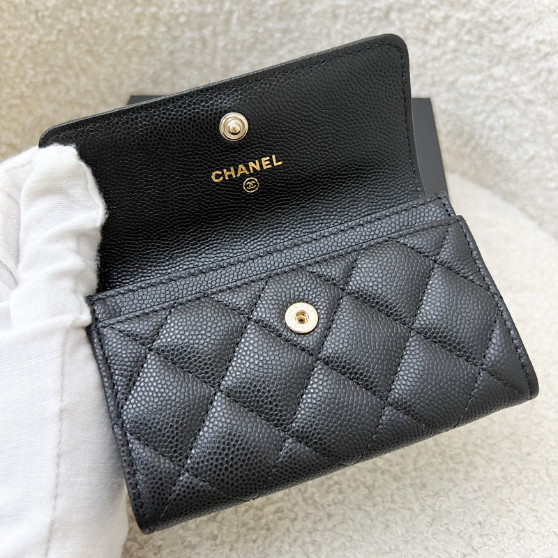 Chanel 24K Snap Card Holder in Black Caviar LGHW (Model: AP4254)