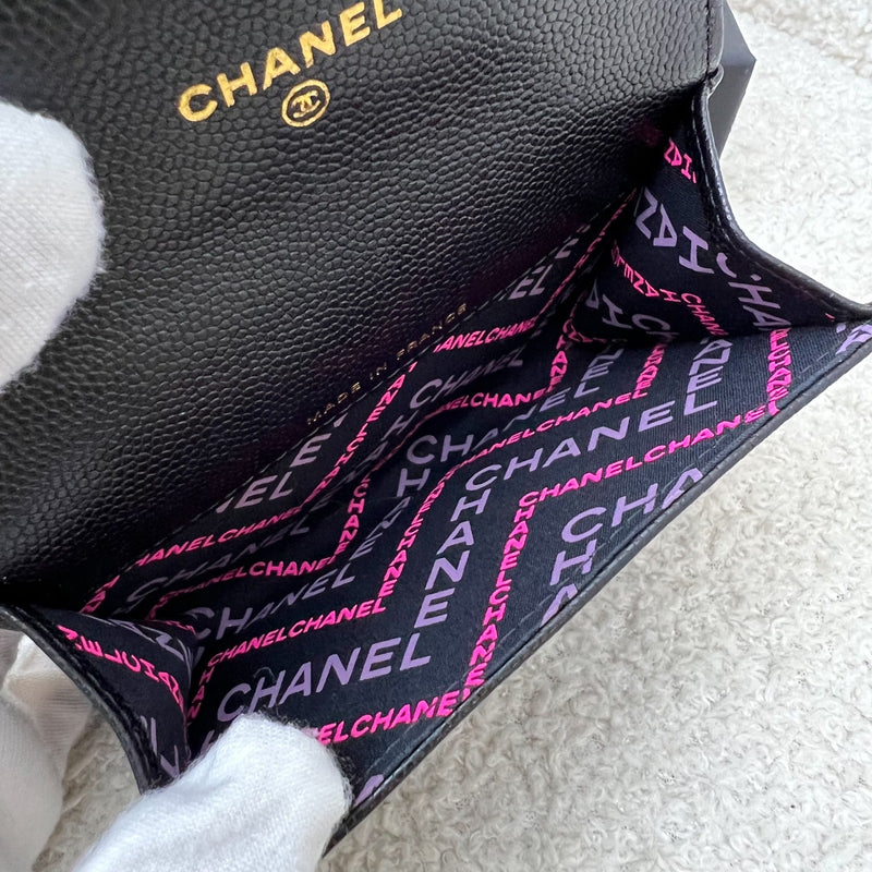 Chanel 24K Snap Card Holder in Black Caviar LGHW (Model: AP4254)