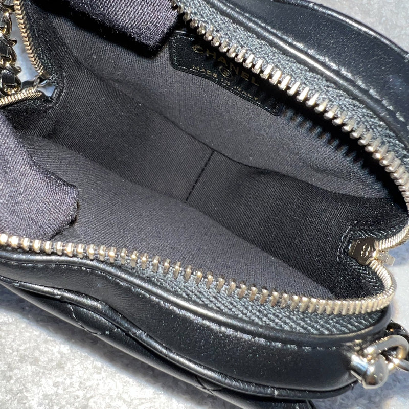 Chanel Mini Heart Clutch with Chain in Black Lambskin and GHW (Model: AP2784)