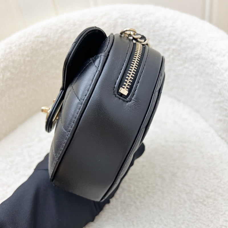 Chanel Mini Heart Clutch with Chain in Black Lambskin and GHW (Model: AP2784)