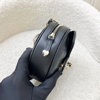 Chanel Mini Heart Clutch with Chain in Black Lambskin and GHW (Model: AP2784)