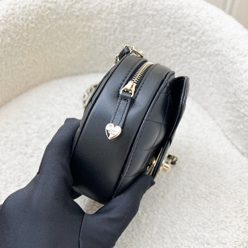Chanel Mini Heart Clutch with Chain in Black Lambskin and GHW (Model: AP2784)