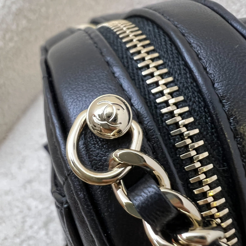 Chanel Mini Heart Clutch with Chain in Black Lambskin and GHW (Model: AP2784)