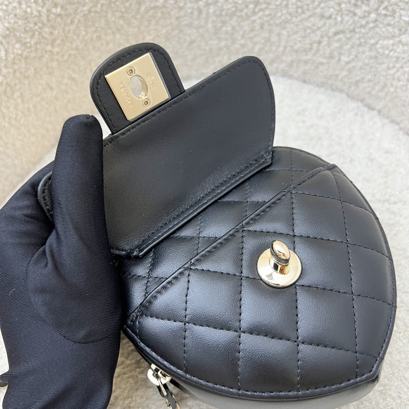 Chanel Mini Heart Clutch with Chain in Black Lambskin and GHW (Model: AP2784)