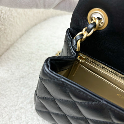 Chanel Classic Pearl Crush Mini Rectangle Flap in 23C Black Lambskin and AGHW