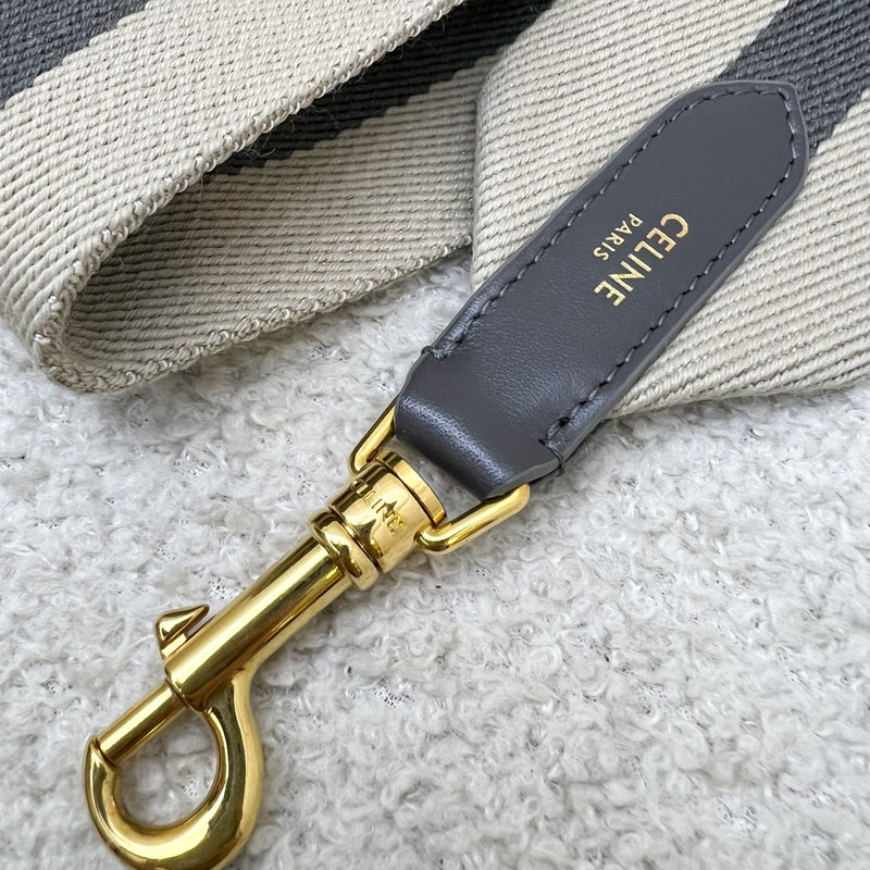 Celine Long Strap in Natural / Grey Textile and Calfskin