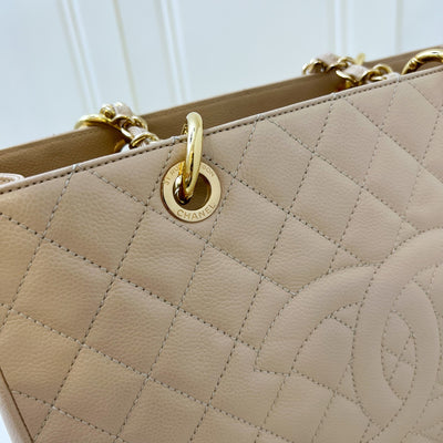 Chanel Grand Shopping Tote GST in Beige Caviar GHW