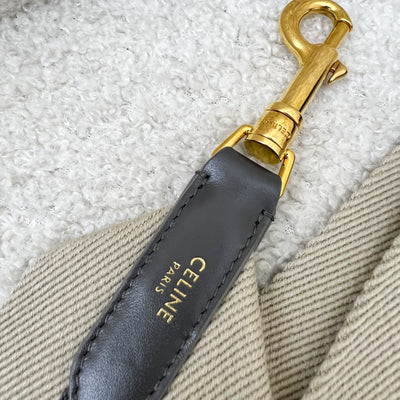 Celine Long Strap in Natural / Grey Textile and Calfskin