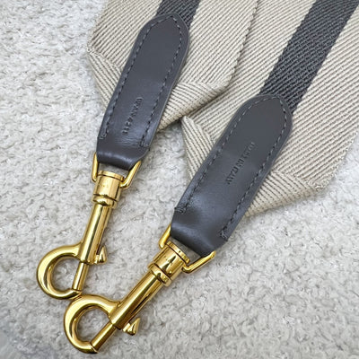 Celine Long Strap in Natural / Grey Textile and Calfskin