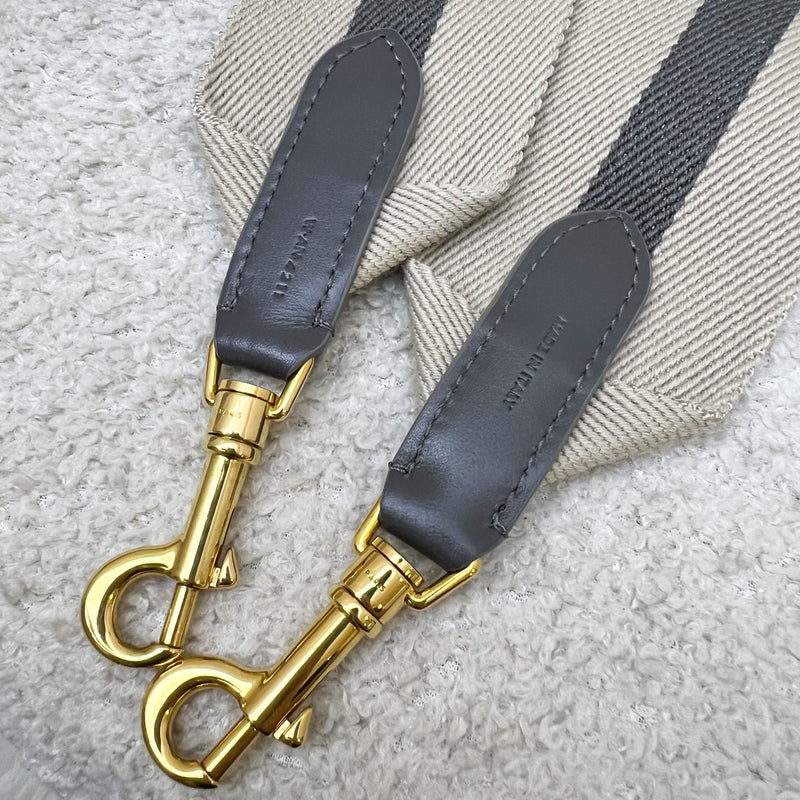 Celine Long Strap in Natural / Grey Textile and Calfskin