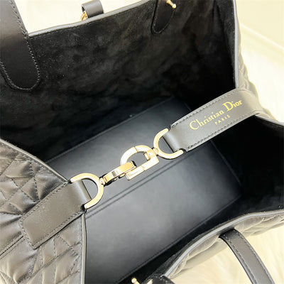 Dior Medium Toujours Bag in Black Macrocannage Calfskin and LGHW