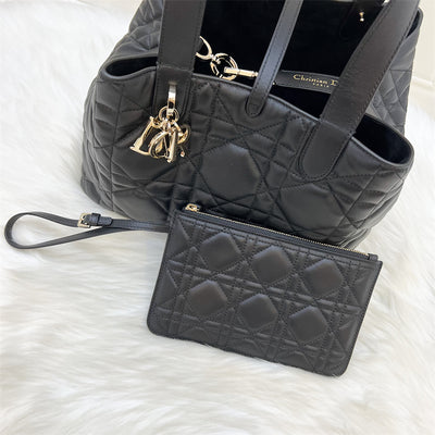 Dior Medium Toujours Bag in Black Macrocannage Calfskin and LGHW