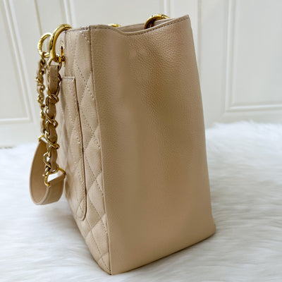 Chanel Grand Shopping Tote GST in Beige Caviar GHW