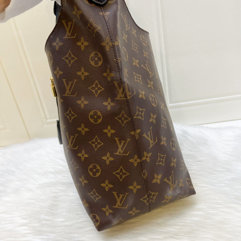 LV Flower Hobo Bag in Monogram Canvas, Black Leather and GHW