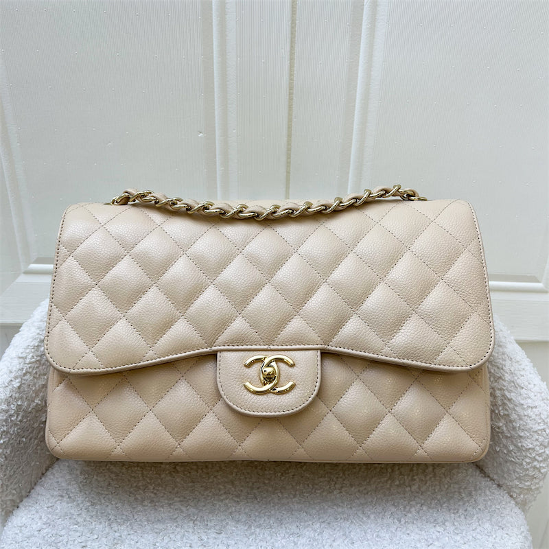 Chanel Jumbo Classic Flap DF in Beige Caviar and GHW