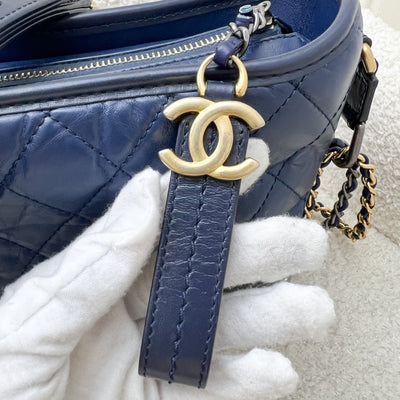 Chanel Small Gabrielle Hobo in Navy Blue Distressed Calfskin and 3 tone HW