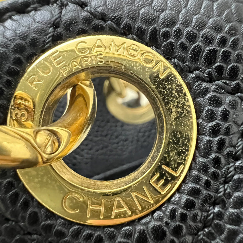 Chanel Petite Shopping Tote PST in Black Caviar and GHW