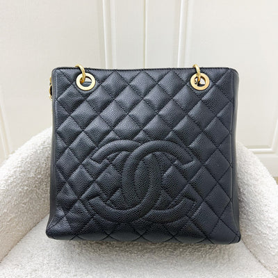 Chanel Petite Shopping Tote PST in Black Caviar and GHW