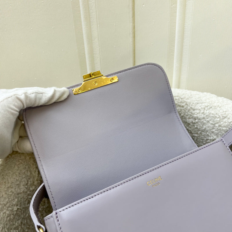 Celine Teen Triomphe Flap Bag in Light Lilac Shiny Calfskin and GHW (Model: 188423BF4.32LA)