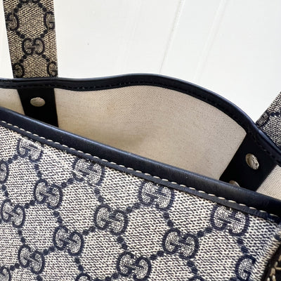 Gucci GG Supreme Tote in Navy Coated Canvas and SHW