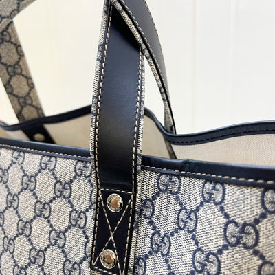Gucci GG Supreme Tote in Navy Coated Canvas and SHW