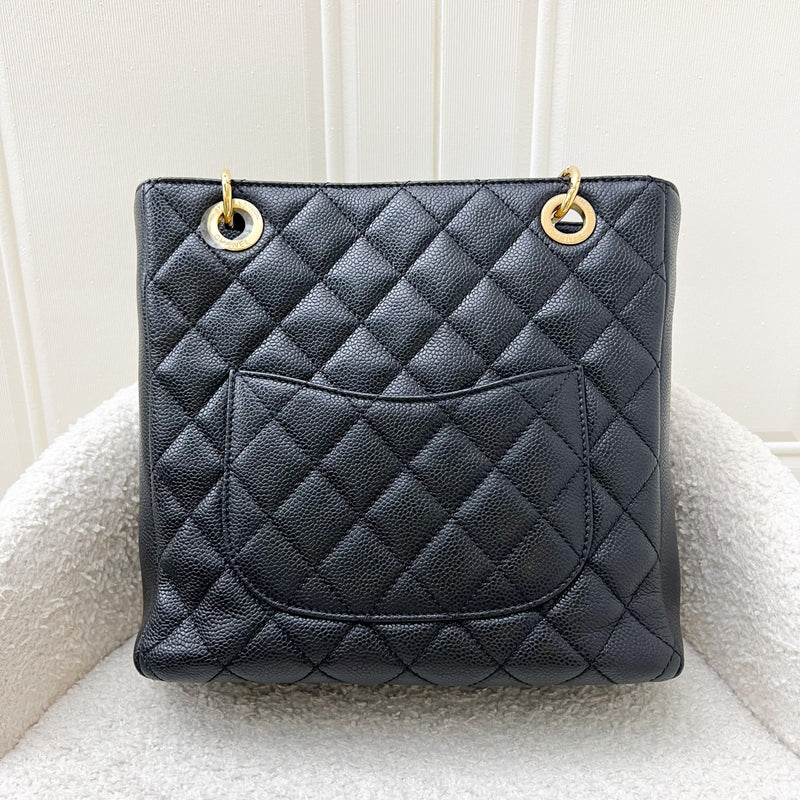 Chanel Petite Shopping Tote PST in Black Caviar and GHW