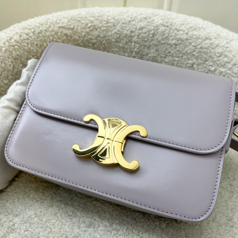 Celine Teen Triomphe Flap Bag in Light Lilac Shiny Calfskin and GHW (Model: 188423BF4.32LA)