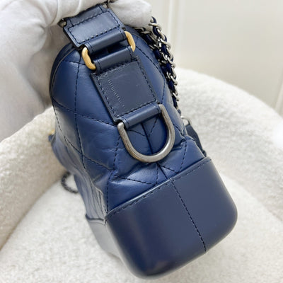 Chanel Small Gabrielle Hobo in Navy Blue Distressed Calfskin and 3 tone HW