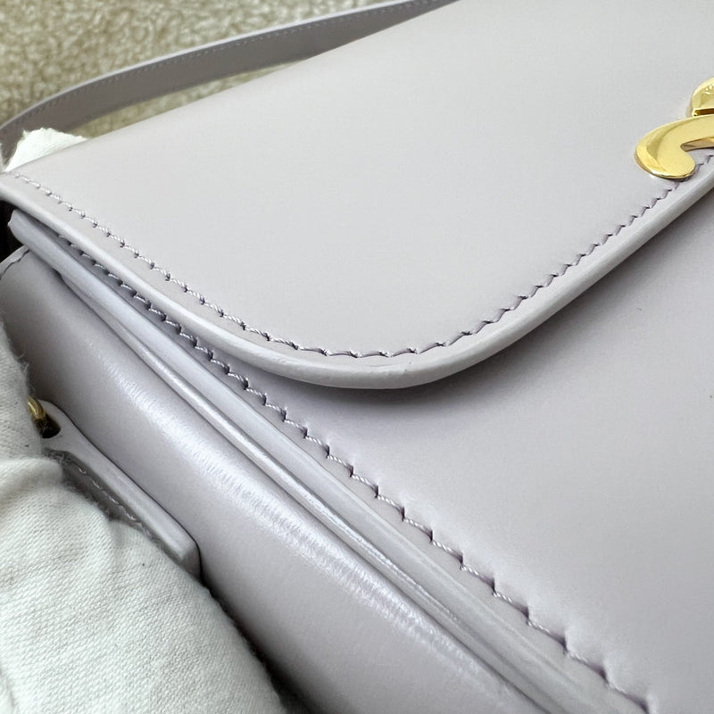Celine Teen Triomphe Flap Bag in Light Lilac Shiny Calfskin and GHW (Model: 188423BF4.32LA)