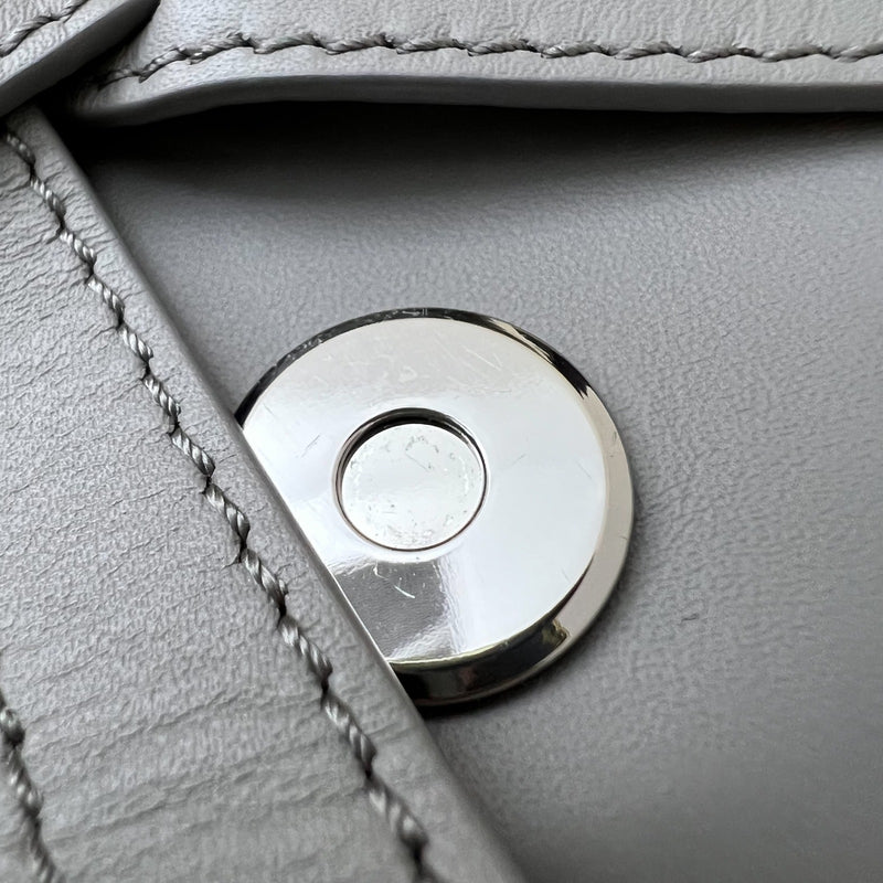Loewe Mini Gate Dual Bag in Pearl Grey Calfskin and Jacquard Strap SHW (Model: A650N46X13)