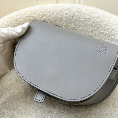 Loewe Mini Gate Dual Bag in Pearl Grey Calfskin and Jacquard Strap SHW (Model: A650N46X13)