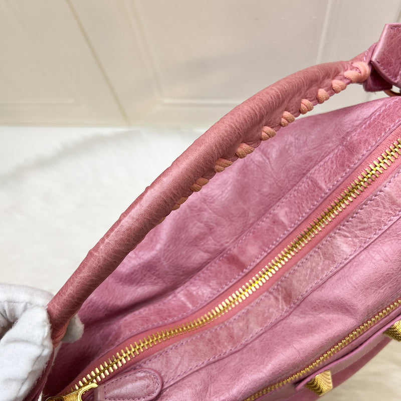 Balenciaga Day Hobo Bag in Pink Distressed Leather and GHW