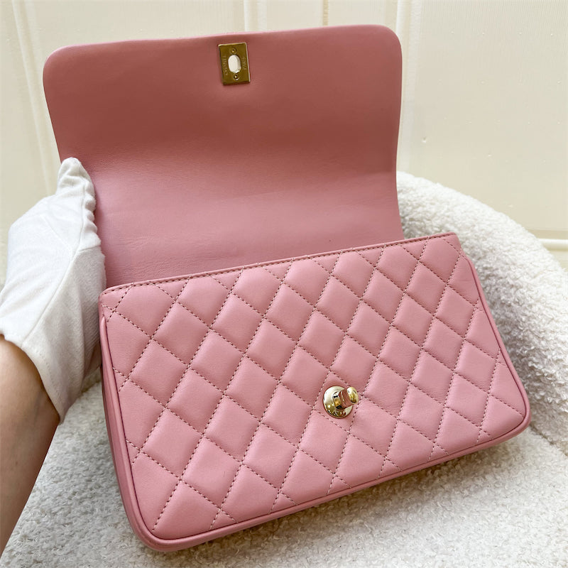 Chanel Citizen Chic Top Handle Small Flap in Pink Lambskin LGHW