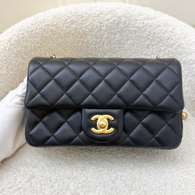 Chanel Pearl Crush Mini Rectangular Flap in 23K Black Stiff Lambskin and AGHW (Model: AS1787)