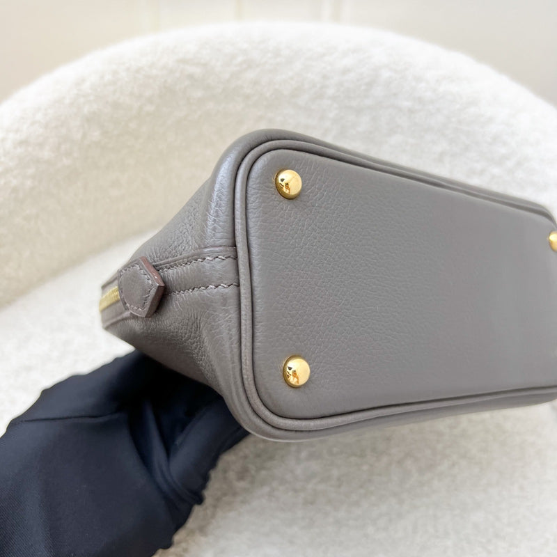 Hermes Bolide 1923 Mini in Gris Etain Evercolor Leather and GHW