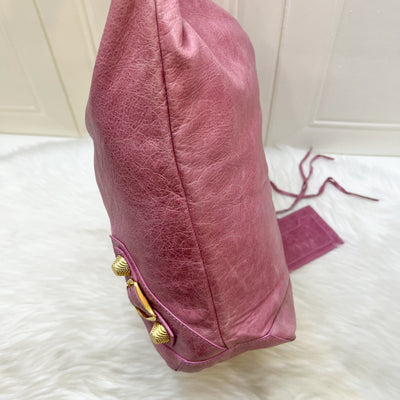 Balenciaga Day Hobo Bag in Pink Distressed Leather and GHW