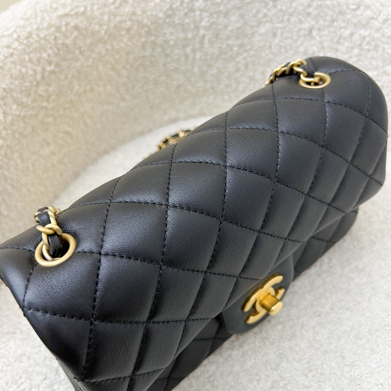 Chanel Pearl Crush Mini Rectangular Flap in 23K Black Stiff Lambskin and AGHW (Model: AS1787)