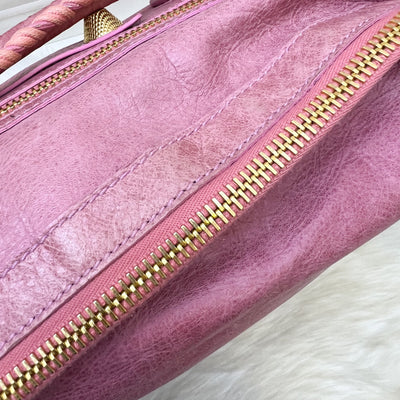 Balenciaga Day Hobo Bag in Pink Distressed Leather and GHW
